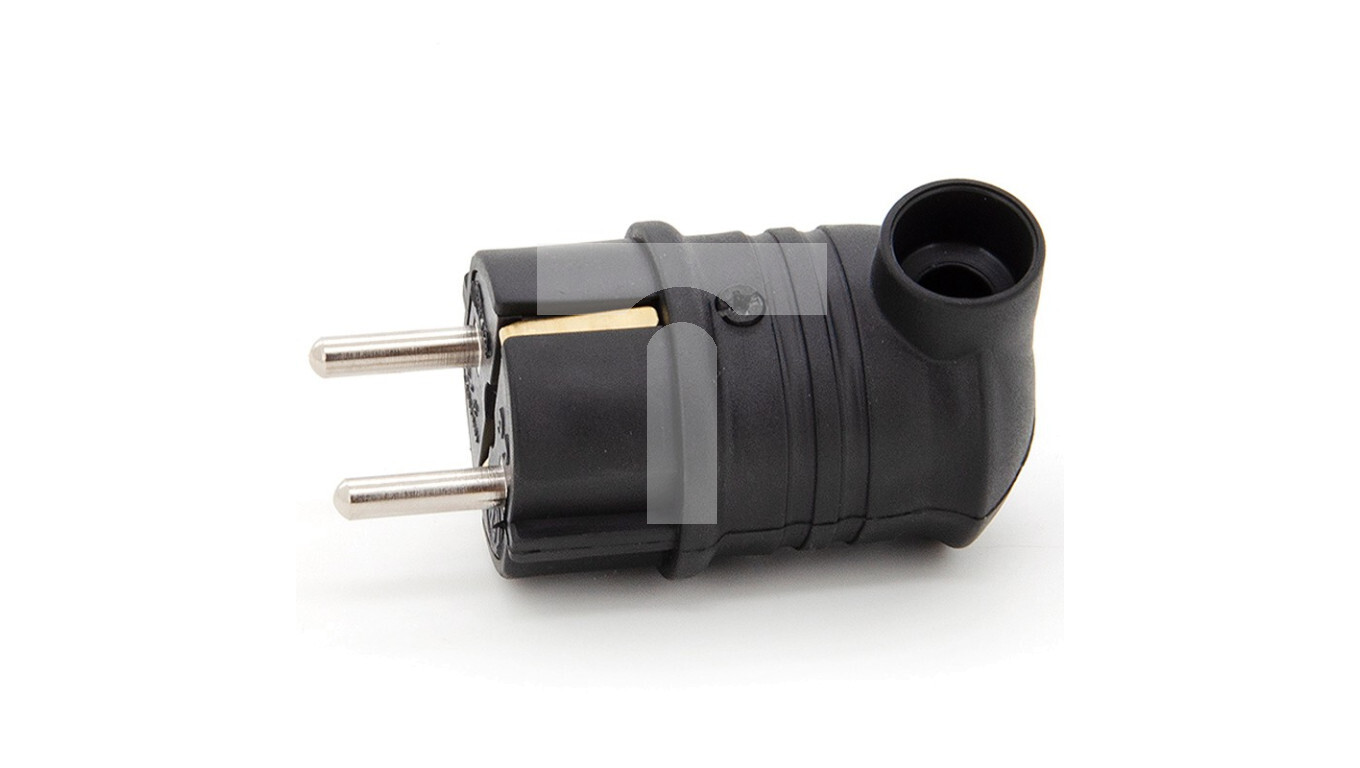 Hermetic rubber angle plug 230V IP44 16A schuko, black, TWGK-SCH /T2UK