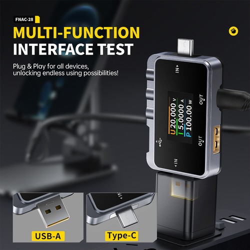 FNAC-28 2 IN 1 Type-C USB Tester Digital Voltmeter Ammeter Current Meter Charger - Picture 2 of 17