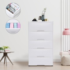 5 Tier Plastic Drawers Dresser with 5 Drawers Stackable Dresser Storage Cabinet