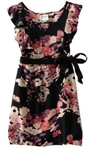 girls black floral dress