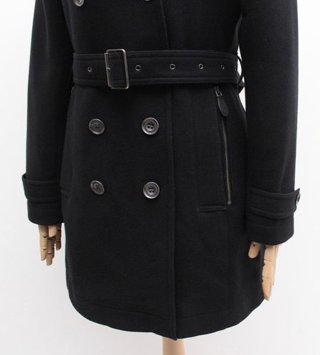 Women's BURBERRY BRIT Wool Black Trench Coat RARE Size US10 UK12 ~M - Picture 9 of 15