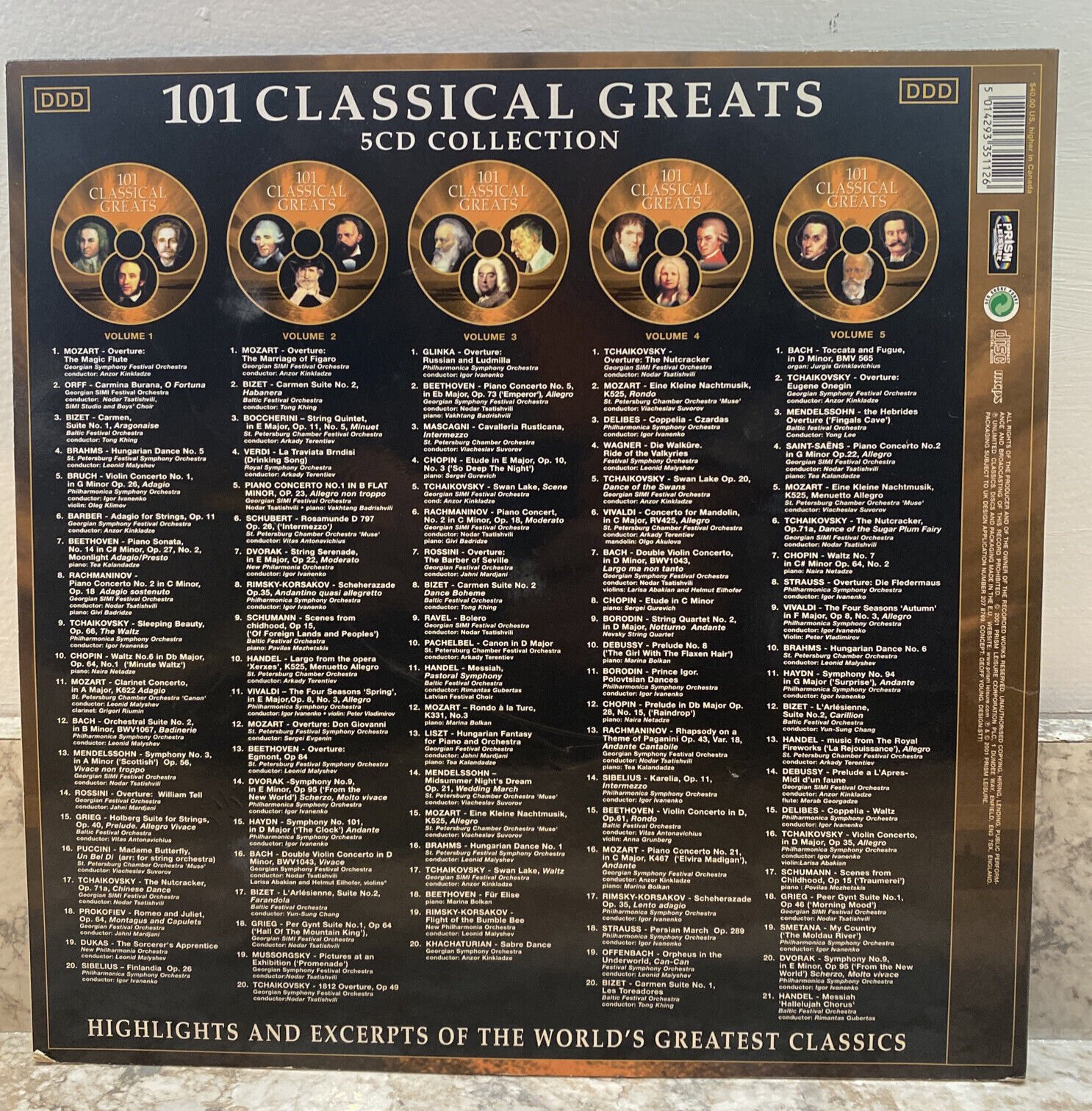 Various - 101 Classical Greats: 5 CD Collection - 6 Hours 20 BIT Recordings  DDD 5014293351126 | eBay