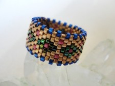 Beaded Peyote Stitch Ring, handcrafted size 9