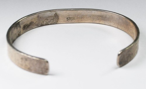Sterling Ramon Lopez Hammered Cuff Bracelet 9mm 7" Wrist - Picture 4 of 5