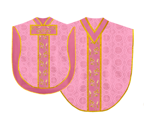 Borromean Chasuble with Floral Embroidered Trims - Church Vestment - Picture 22 of 24
