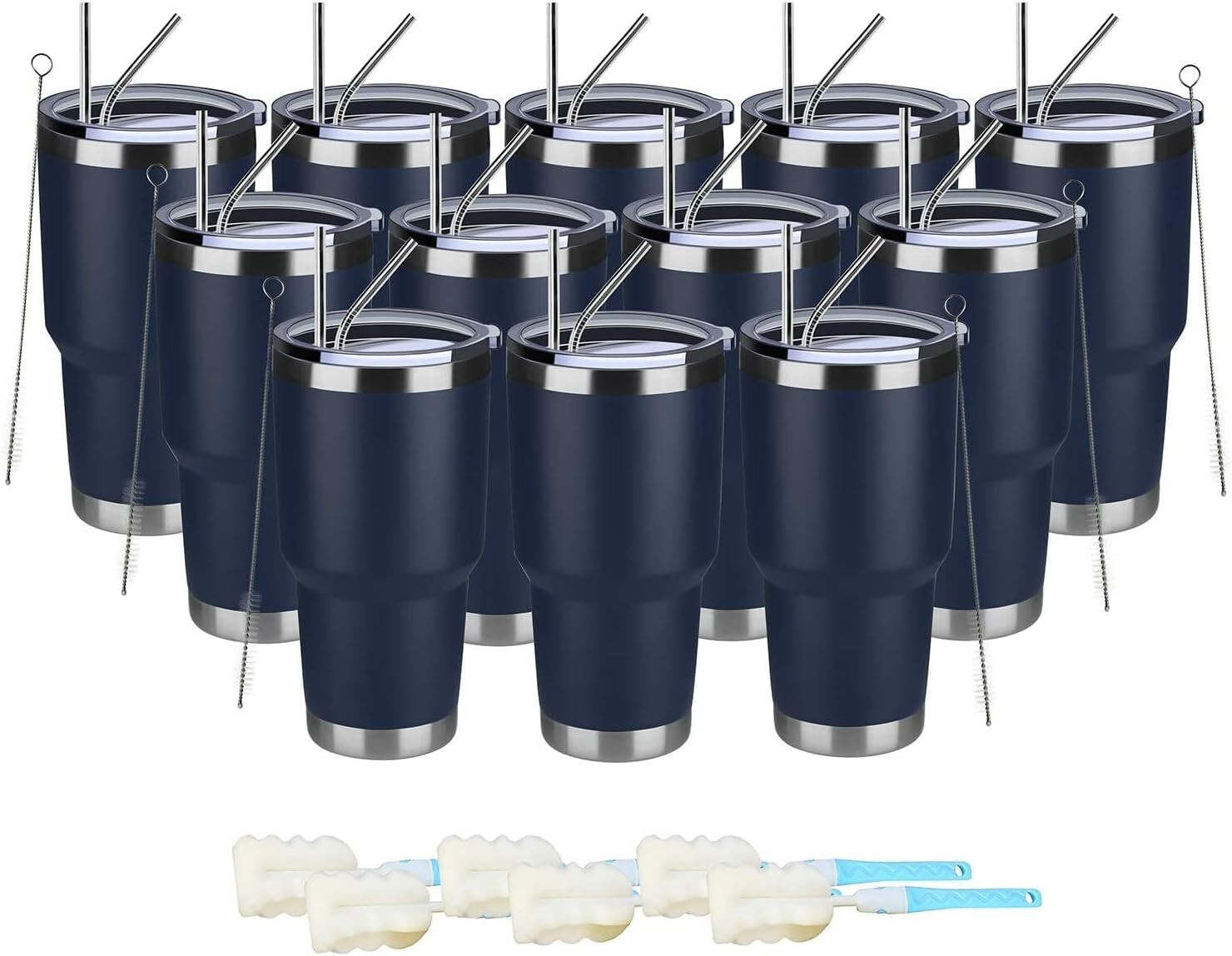 Durable 30oz Powder Coated Insulated Tumblers 12-Pack for Hot and Cold Beverages