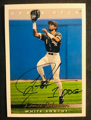 White Sox LANCE JOHNSON auto signed autographed 1993 UPPER DECK Dog Inscription