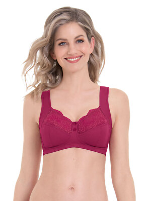 Anita Women's Orely Non-Wired Support Bra – Seamed Lace Cups, Wide Straps In Cherry Red, Size 40I - View #2