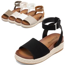 Kids Girls Ankle Strap Platform Wedge Sandals Espadrille Summer Beach Sandals
