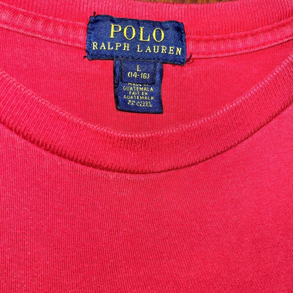 POLO RALPH LAUREN Boy’s Vintage Kids Basic Tshirt Red Short Sleeve Large 14-16 - Image 3 of 4