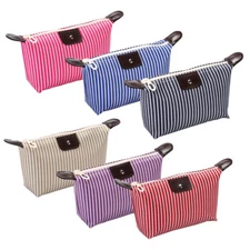 AMZER Waterproof Striped Dumpling Makeup Foldable Cosmetic Travel Toiletry Bag
