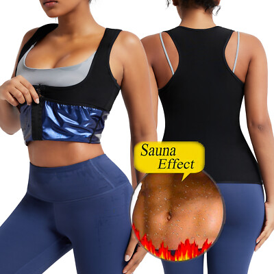 Damen Sauna Suit Sporthose Abnehmen Taillentrainer Thermo Sweat Schwitzhose Tops
