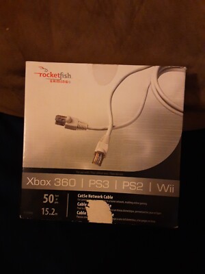 Rocketfish Gaming Xbox 360 PS3 PS2 Wii Cat5e Network Cable 50ft
