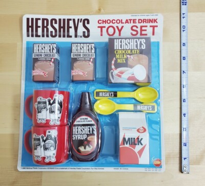 Hershey's Chocolate Drink Toy Set on card ~ Sealed 1990 Vtg