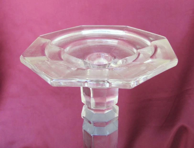 19C ANTIQUE CLEAR CRYSTAL GLASS CANDLESTICK HOLDER - Image 4 of 4