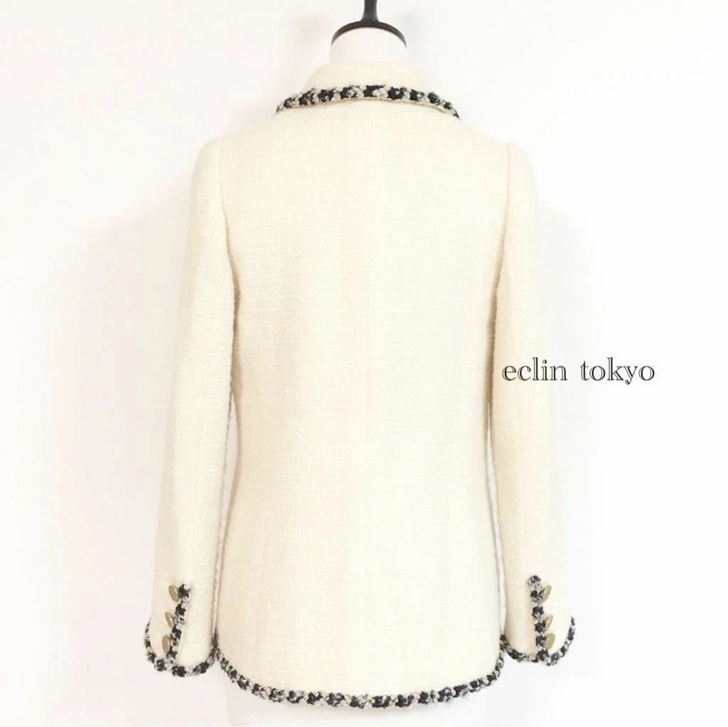 Giacca vintage Chanel Tweed 4 taschini marchio cocco oro bottone donna taglia 38 rara
