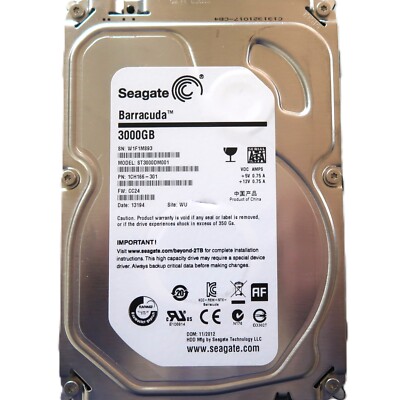 Seagate ST3000DM001 1CH166-301 CC24 WU China (W1F) 3TB 3.5'' Sata HDD 11/2012