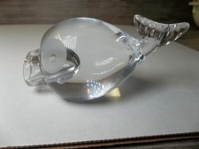 glass paperweight in shape of whale etched eyes and hole on mouth etched     Z1