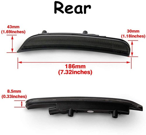 4Pcs Amber+Red Smoked Lens LED Side Marker Lights Lamp For 15-19 Dodge Charger - Picture 9 of 9