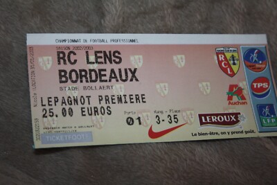 Billet De Match RC Lens Vs Bordeaux - Pièce De Collection