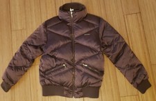Converse Quilted Bomber Youth Jacket Brown Size Large Double Zip Closure