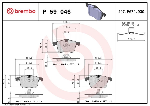 NEU - Brembo P59046 Bremsbelagsatz, Scheibenbremse FüR Cadillac Opel Saab-image