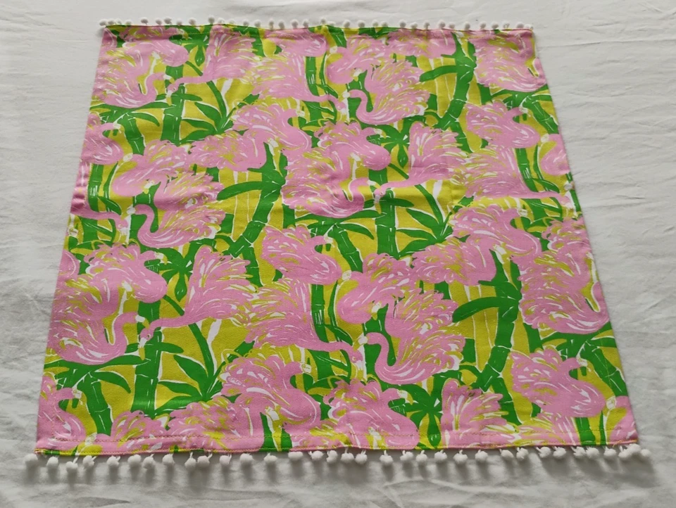Lilly Pulitzer Target 6 салфеток 20x20 квадратные 100% хлопок отделка помпон ЧИТАЙТЕ! - Изображение 4 из 4