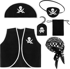 6 Pcs Kids Pirate Costume Accessories Set for Kids Pirate Role Play for Boys Tod