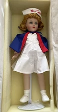 Miss Curity Porcelain doll and Nurse Kit , blonde hair and blue eyes,  18 Inches