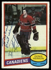 1980-81 OPC O-Pee-Chee Auto/Signed Denis Herron Montreal Canadiens #130