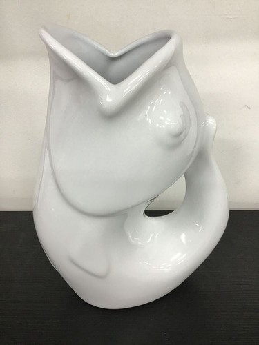Large GurglePot Gurgle Pot Fish White Jug - 25 cm Tall - Picture 2 of 5