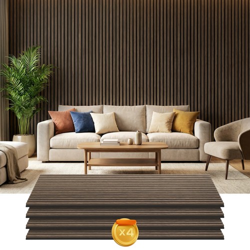 4 Pack Acoustic Wall Panels, 47" x 24" Wood Wall Panels, Walnut