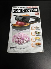 Nutri Chopper Handheld Food Chopper Dicer Slicer w/ 3 Blades & Container