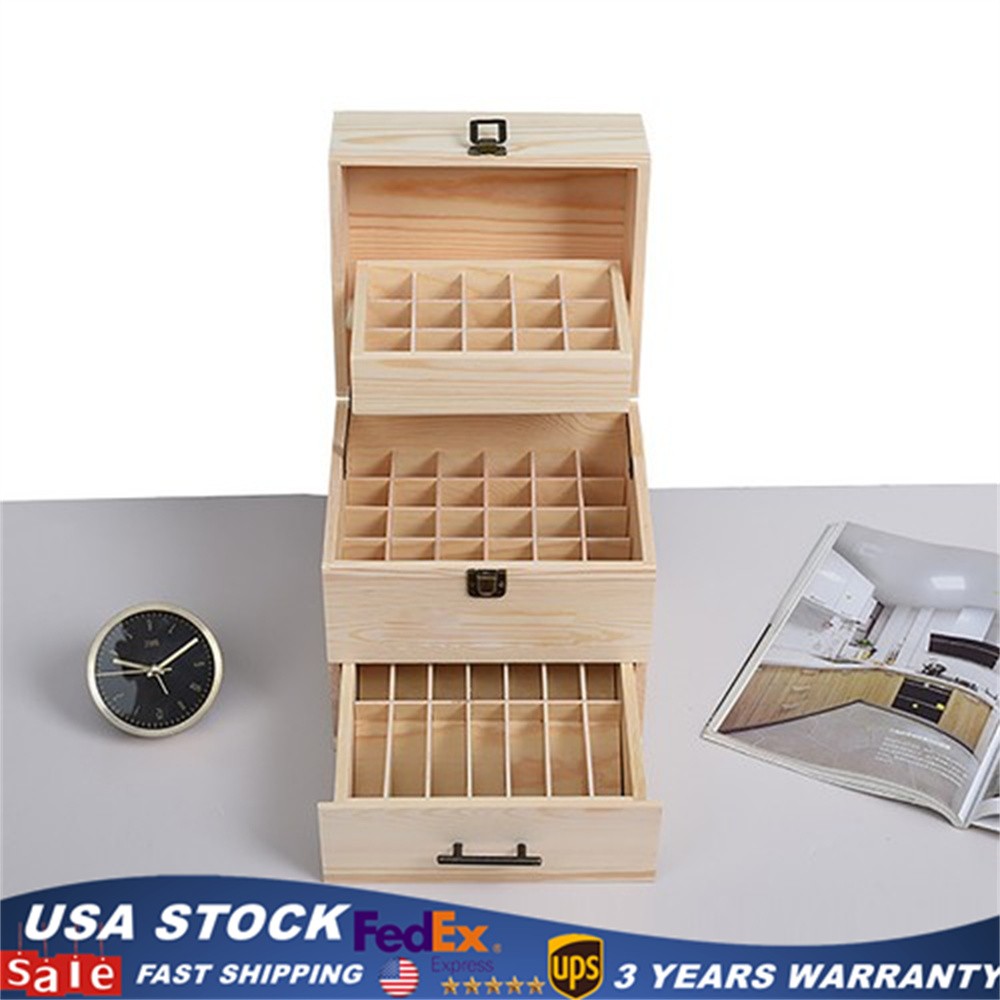 Storage Box Wooden Essential Oils Display Organizer Stand Holder
