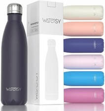 WATERSY Stainless Steel Insulated Water Bottle, Double Walled Metal Vacuum Flask