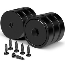 Heavy Duty Magnets with Hole, 150LB Strong Magnets, Black Pot Magnet with Scr...