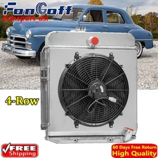 4-Core Radiator+Shroud Fan For 1949,1950 Plymouth Special Deluxe Suburban 3.6L