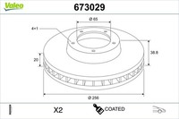 2X Bremsscheibe Coated Valeo 673029 FüR Vw Golf 3 1H1 Variant 1H5 Passat B3 B4 2