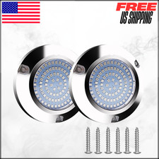 Marine Boat LED 45W 90 Ultra Bright White IP68 316 Stainless Steel 2PC 3.7"