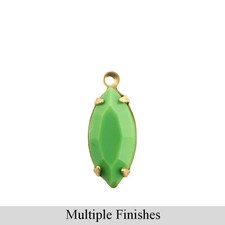 15x7mm Opaque Green Faceted Glass Navette Stone in 1 Loop Setting