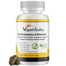 Vegan Vitality Multivitamins and Minerals for Women and Men with High Strength -