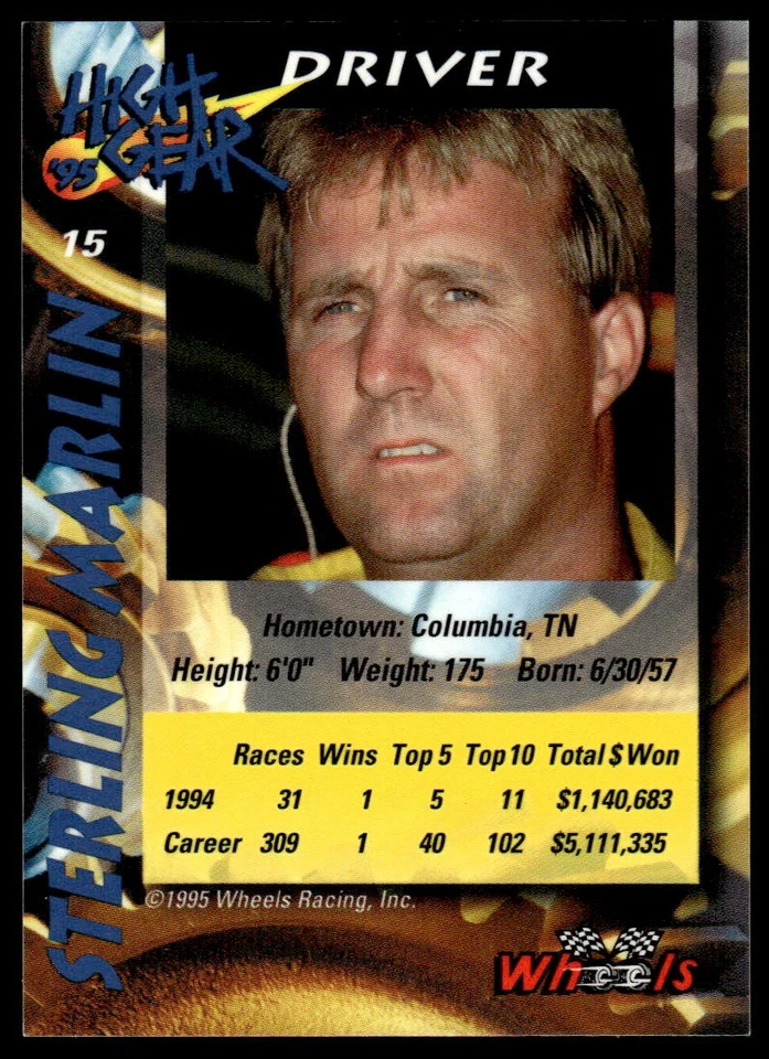 Sterling Marlin 1995 Wheels High Gear #15 Morgan-McClure Motorsports - Image 2 of 2
