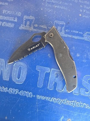 #589 Tan G10 Ariat Serrated 8Cr13MoV Lockback Flipper Knife