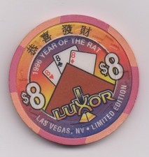 Luxor $8 Year of the Rat 1996 Chip - Las Vegas, Nevada