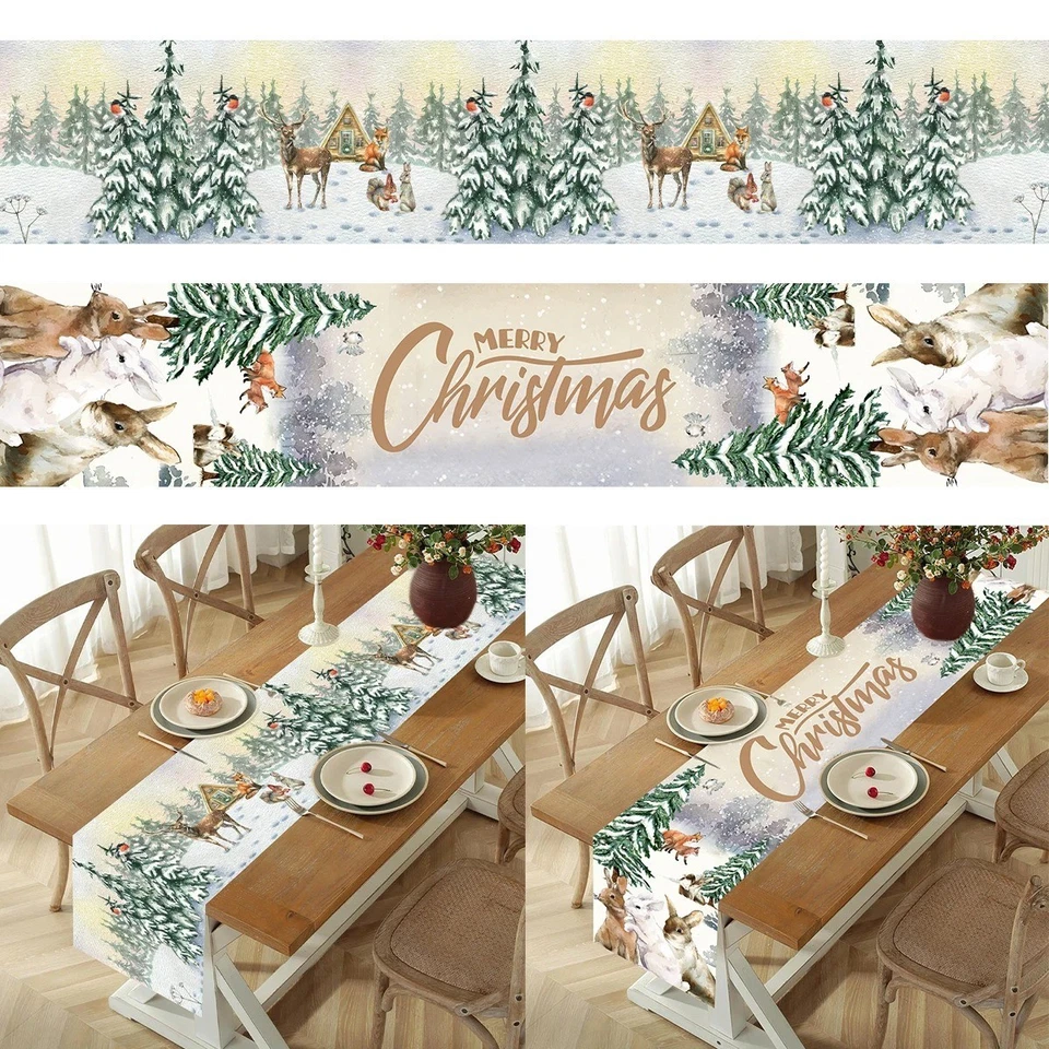 Christmas Table Runner Merry Christmas Decorations For Home Tablecloth Navidad - image 4 of 4