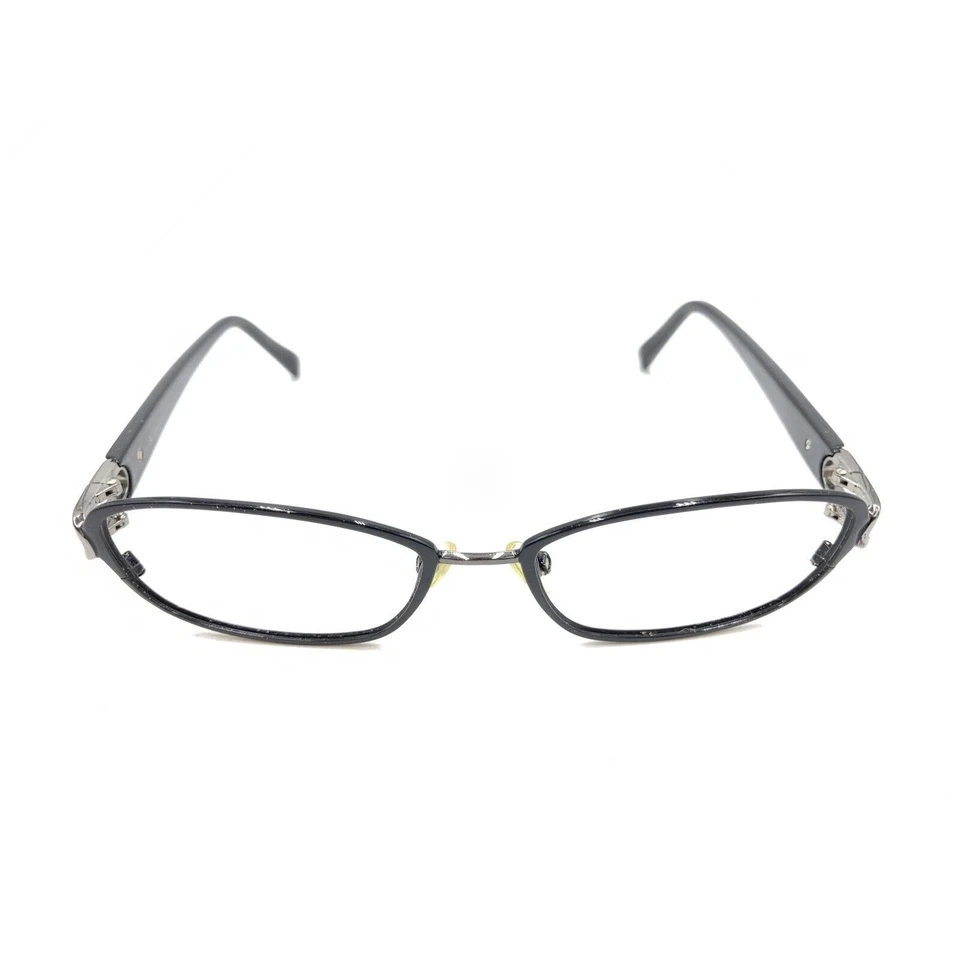 Monturas de gafas ovaladas de metal negro plateado pulido Jimmy Choo 135 diseñador italiano Foto 2 de 4