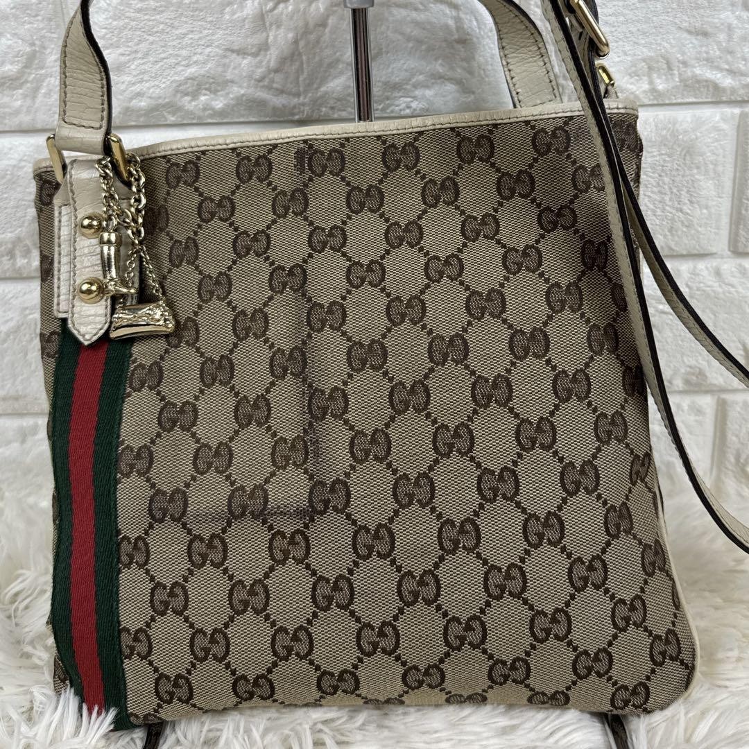 GUCCI GG Canvas Sherry Line 144388 Shoulder Bag in Brown