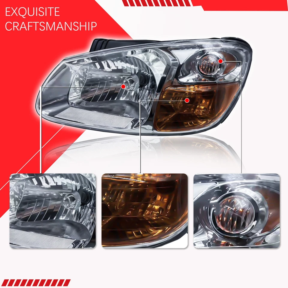 For 2007-2009 Kia Spectra W/ Halogen Bulb Headlight Assembly Left Driver Side - Image 3 of 4