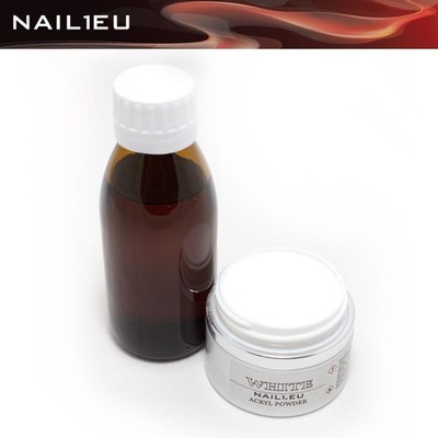 Acryl Set: Liquid 100ml + 41g Acryl-Pulver weiß / Acryl-Puder Flüßigkeit Powder