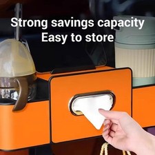 Car Seat Back Storage Box Multifunctional Organizer Tissue Holder Drink Cup W3B2